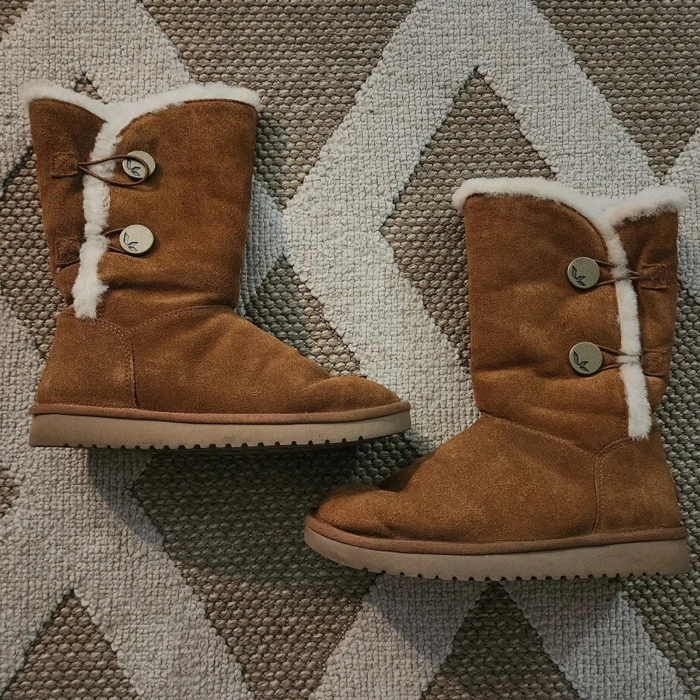 Koolaburra By Ugg Womens 7 Kenslei Tall Brown Booties Suede Shearling